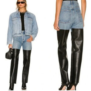 Agolde 90s Pinch Waist Jeans Leather Straight Leg Size 26 High Rise Buttonfly